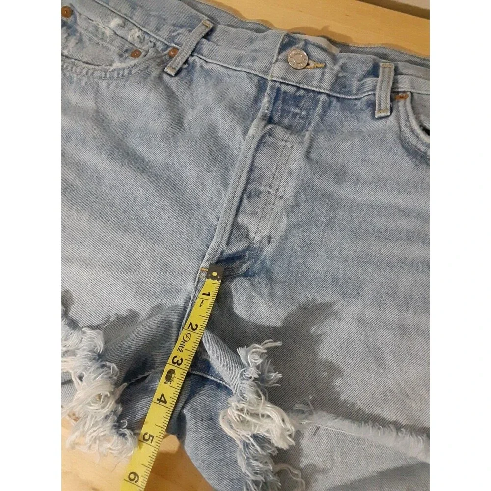 Agolde Parker Long Denim Fray Cutoff Shorts Women's 32x5 Light Blue A9010-811